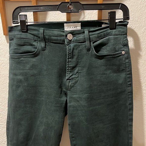 Frame Le High Waist Coated Step Hem Ankle Straight Leg Jeans, Pine - 28 - Picture 7 of 12